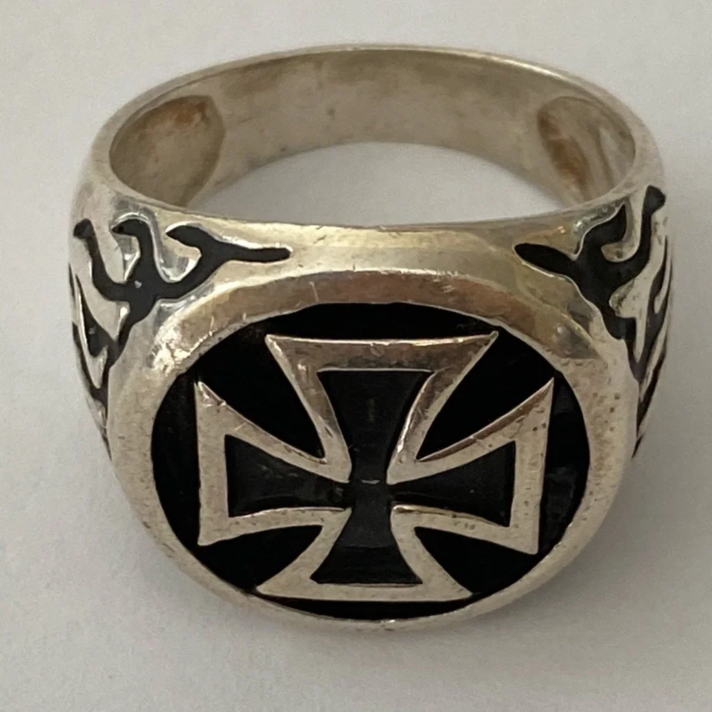 925 Silver ring iron cross sterling